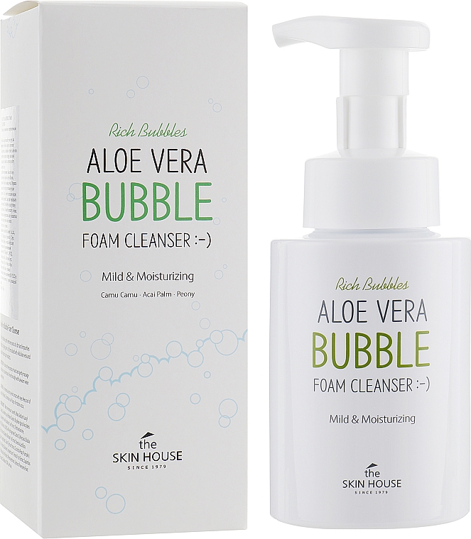 Milder und feuchtigkeitsspendender Gesichtsreinigungsschaum mit Aloe Vera-Extrakt - The Skin House Aloe Vera Bubble Foam Cleanser — Bild N1