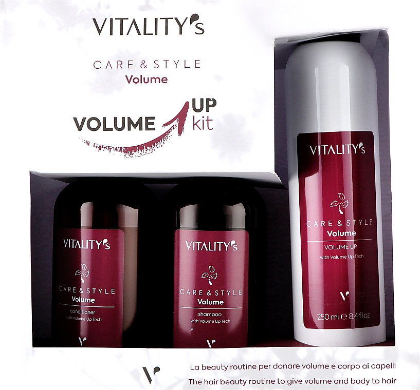 Haarpflegeset - Vitality's C&S Volume Up Kit (Haarshampoo 250ml + Conditioner 250ml + Haarspray 250ml) — Bild N1