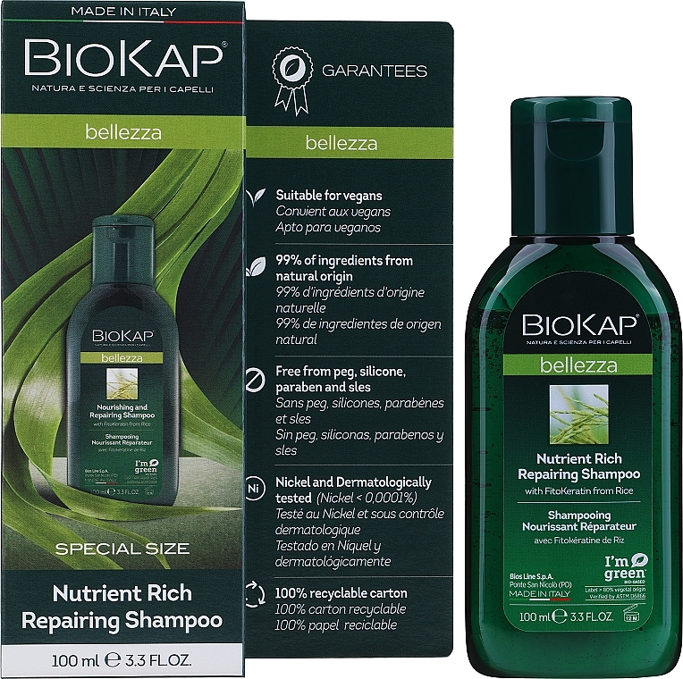 GESCHENK! Pflegendes Repair-Shampoo - BiosLine BioKap Nourishing Repair Shampoo — Bild N2