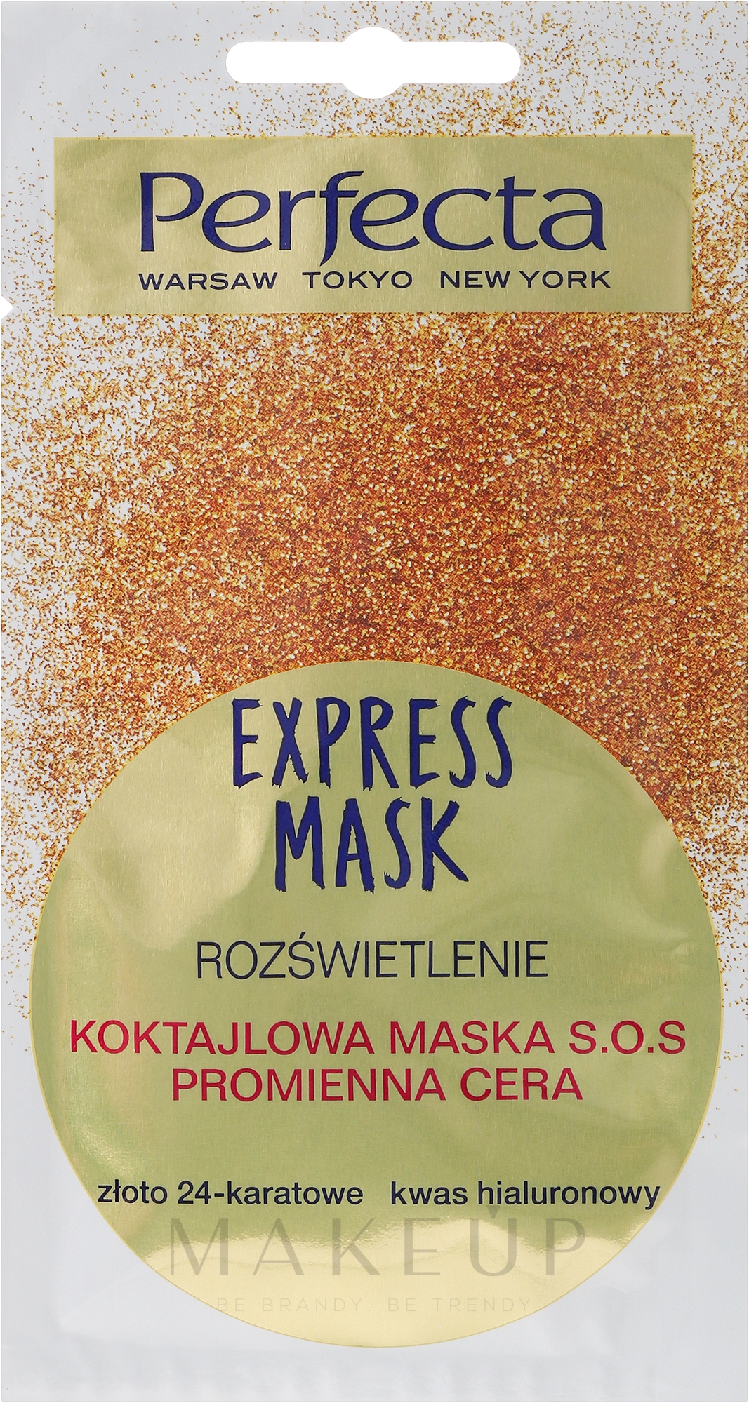 Illuminierende Gesichtsmaske mit Goldflocken und Hyaluronsäure - Perfecta Express Mask — Bild 8 ml