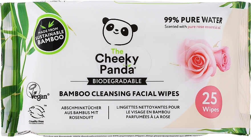 Kosmetiktücher zur Make-up-Entfernung Rose - The Cheeky Panda Bamboo Cleansing Facial Wipes — Bild N1