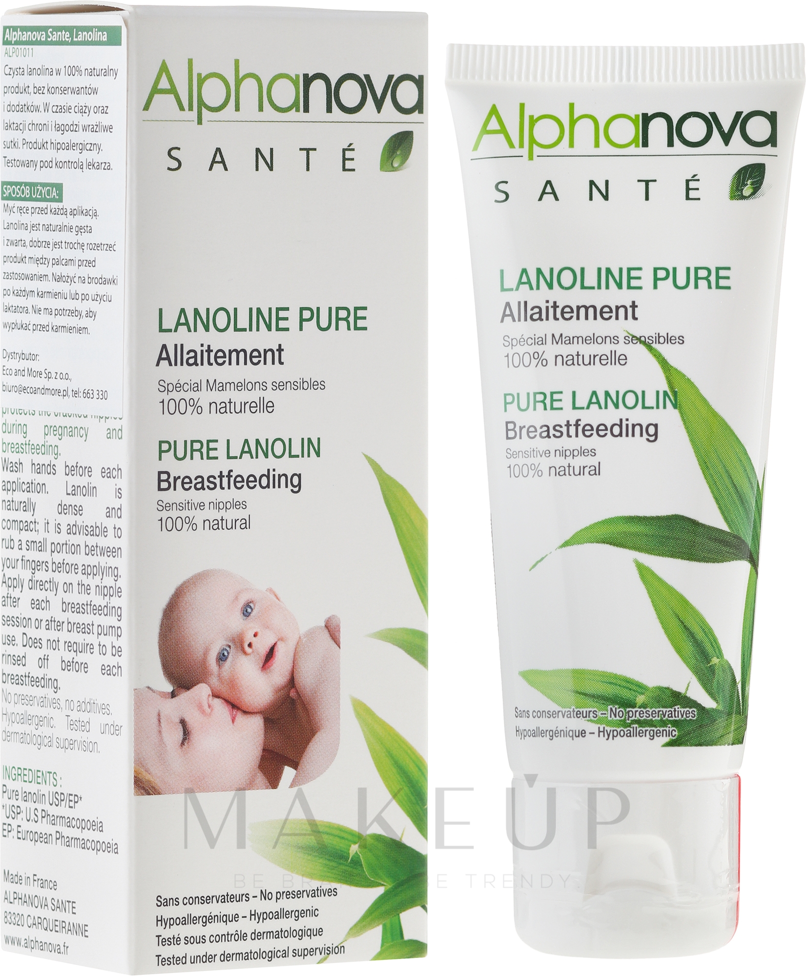 Lanolin für empfindliche Brustwarzen - Alphanova Sante Pure Lanolin Breastfeeding — Bild 40 ml