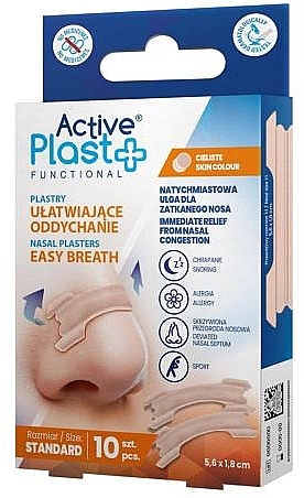 Nasenpflaster zur Verbesserung der Atmung Standard - Ntrade Active Plast Functional Easy Breath Standard Nasal Plasters  — Bild N1