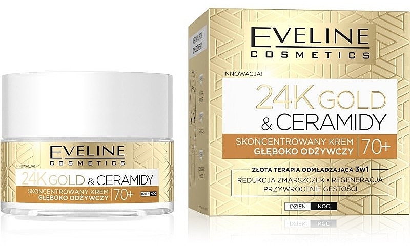 Pflegende Gesichtscreme - Eveline Cosmetics 24K Gold&Ceramidy Nourishing Cream 70+ — Bild N1