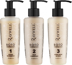 Düfte, Parfümerie und Kosmetik Set - Raywell Kit Botox Hair Gold Kit (Shampoo 150ml + Conditioner 150ml + Haarcreme 150ml) 