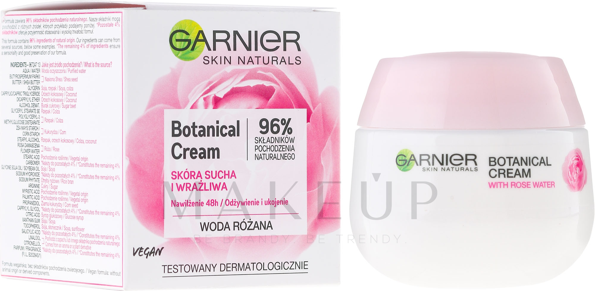 Pflegecreme für trockene und empfindliche Gesichtshaut mit Rosenwasser - Garnier Skin Naturals Botanical Rose Water — Bild 50 ml