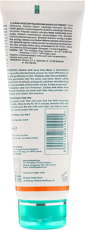 Anti-Akne Gesichtsmaske - Himalaya Herbals Clarina Anti-Acne Face Mask — Bild N2