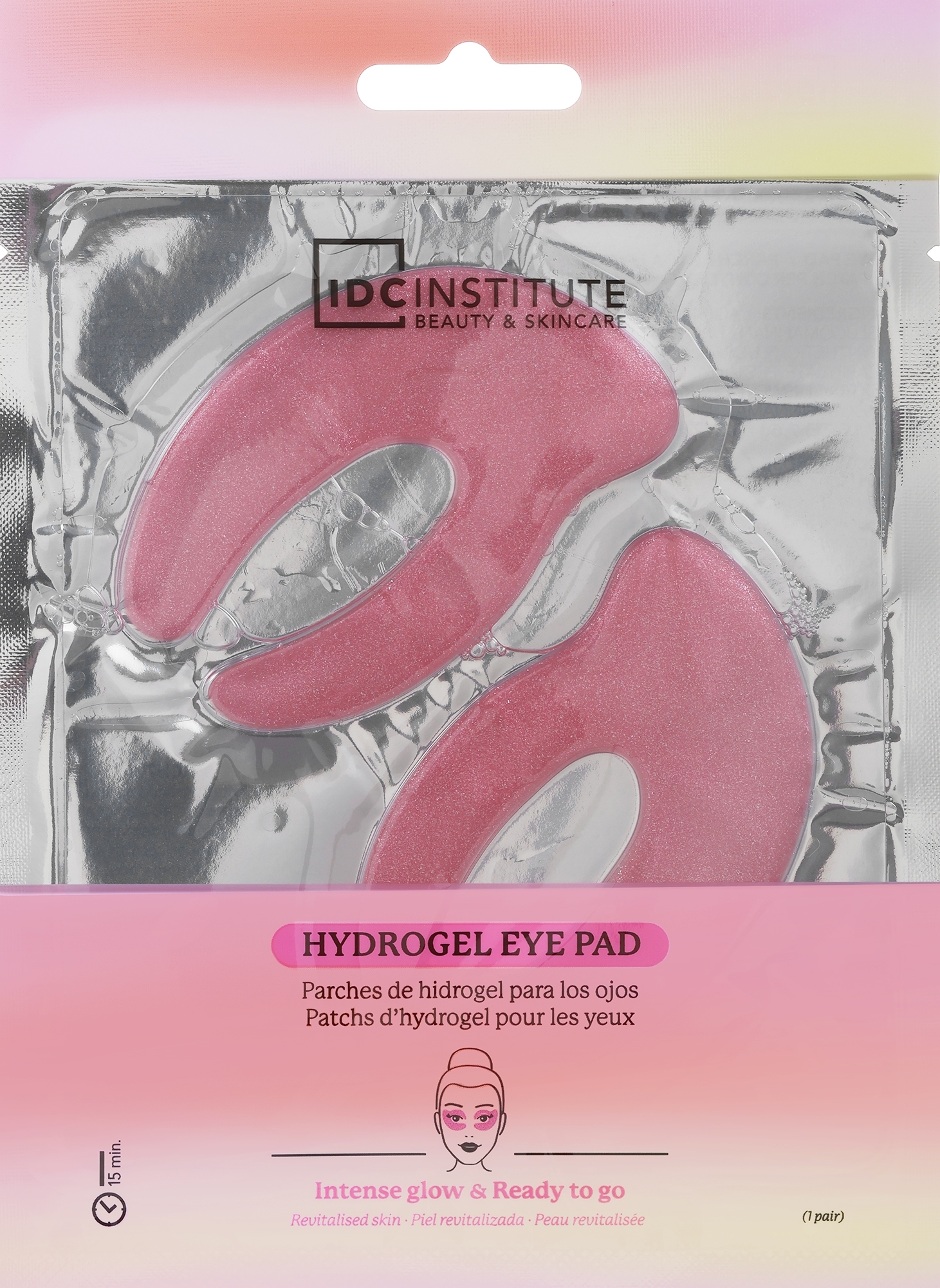 Hydrogel-Augenpads mit Glitter - IDC Institute C Shaped Glitter Hydrogel Eye Pad Pink  — Bild 2 St.