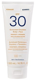 Gesichts- und Körperemulsion - Korres Yoghurt Body + Face Sunscreen Emulsion SPF 30 — Bild N1