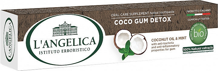 Zahnpasta mit Kokosöl und Minze - L'Angelica Coconut Oil & Mint Detox Toothpaste — Bild N1