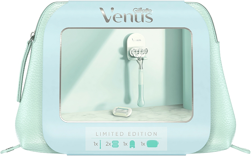 Rasierset für Frauen - Gillette Venus Extra Smooth Sensitive (Rasiergriff 1 St. + Ersatzklingen 2 St. + Rasierhalter mit Saugnapf 1 St. + Pouch 1 St.) — Bild N1