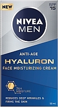 Düfte, Parfümerie und Kosmetik Feuchtigkeitsspendende Anti-Aging Gesichtscreme mit Hyaluronsäure für alle Hauttypen SPF 15 - Nivea Men Anti-Age Hyaluron Face Moisturizing Cream SPF 15