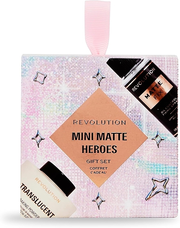 Set - Makeup Revolution Mini Matte Heroes Gift Set (Fixierspray 30ml + Puder 10g)  — Bild N2