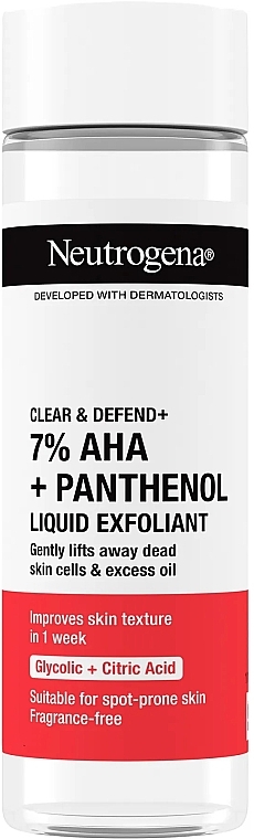 Gesichtspeeling - Neutrogena Clear & Defend+ 7% Aha+Panthenol Liquid Exfoliant  — Bild N1