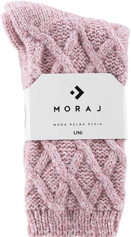 Lange Damensocken mit Wollanteil „Rauten“, rosa - Moraj — Bild N1