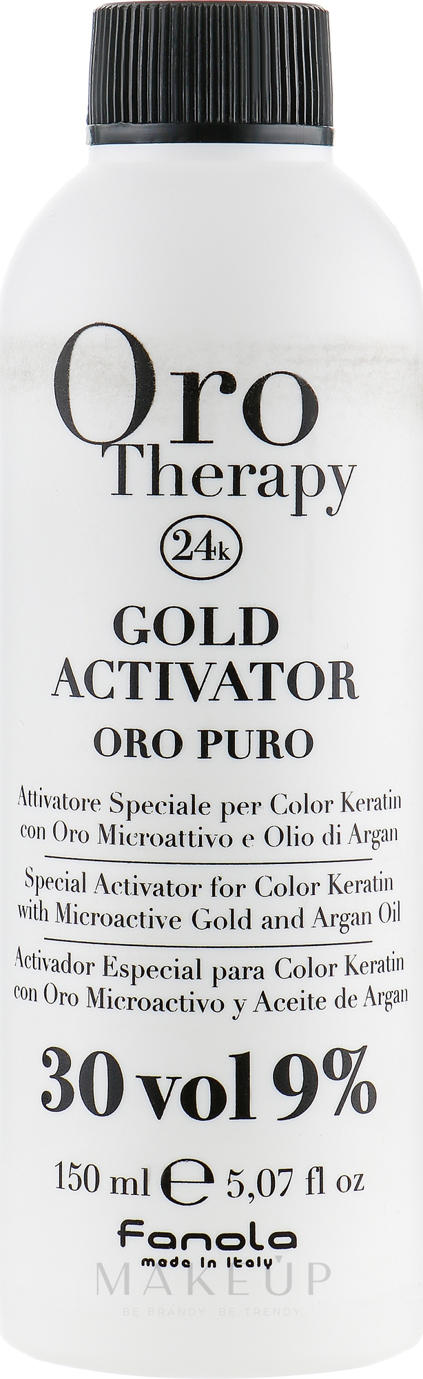 Entwicklerlotion mit goldenen Mikropartikeln und Arganöl 9% - Fanola Oro Gold — Bild 150 ml