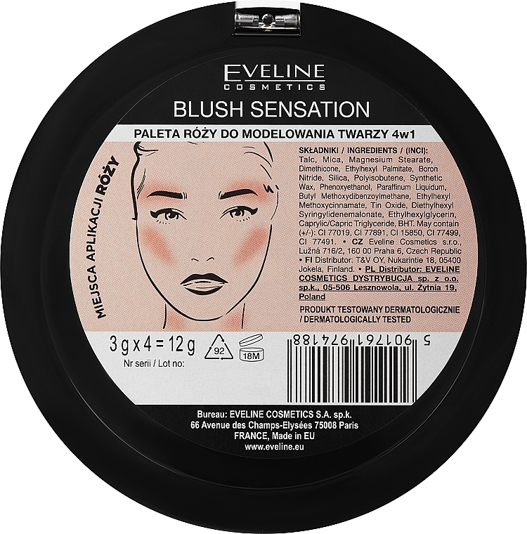 Rougepalette - Eveline Cosmetics Blush Sensation 4in1 — Bild N3