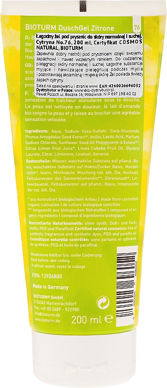 Duschgel Zitrone - Bioturm Lemon Shower Gel No.76 — Bild N2
