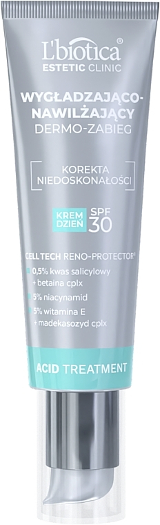 Glättende und feuchtigkeitsspendende Gesichtsdermobehandlung für den Tag SPF 30 - L'biotica Estetic Clinic Acid Treatment SPF 30  — Bild N1