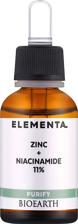 Gesichtsserum Zink + Niacinamid 11% - Bioearth Elementa Purify Zinc + Niacinamide 11% — Bild N1