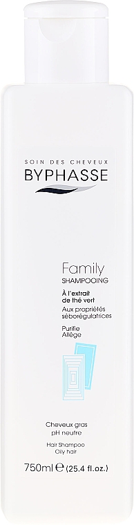 Shampoo mit Grüntee-Extrakt für fettiges Haar - Byphasse Family Oily Hair Shampoo
