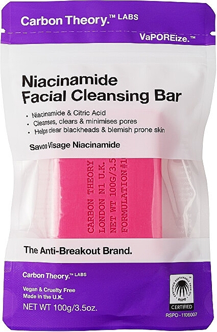 Reinigende Gesichtsseife mit Niacinamid - Carbon Theory Niacinamide Facial Cleansing Bar  — Bild N1