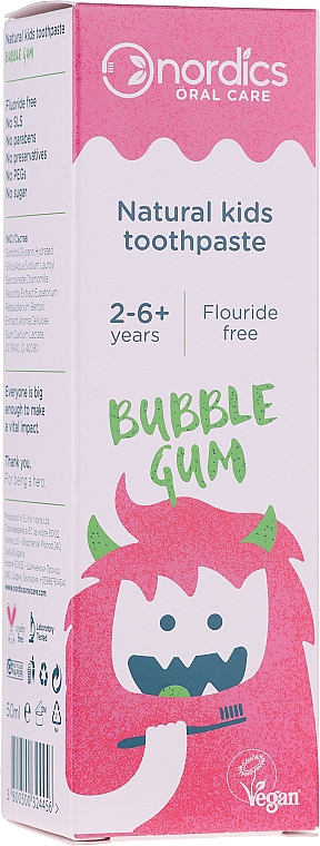 Kinderzahnpasta mit Kaugummi-Geschmack - Nordics Natural Kids Bubble Gum Toothpaste — Bild N1