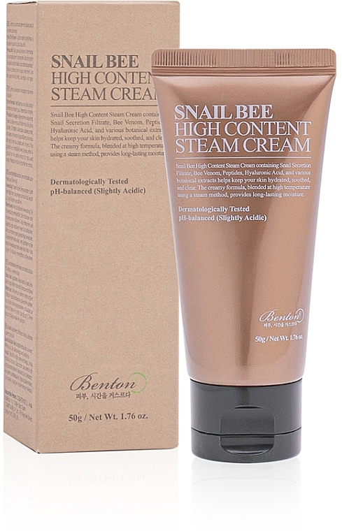 Beruhigende und stärkende Gesichtscreme mit Schneckenextrakt und Bienengift - Benton Snail Bee High Content Steam Cream — Bild N1