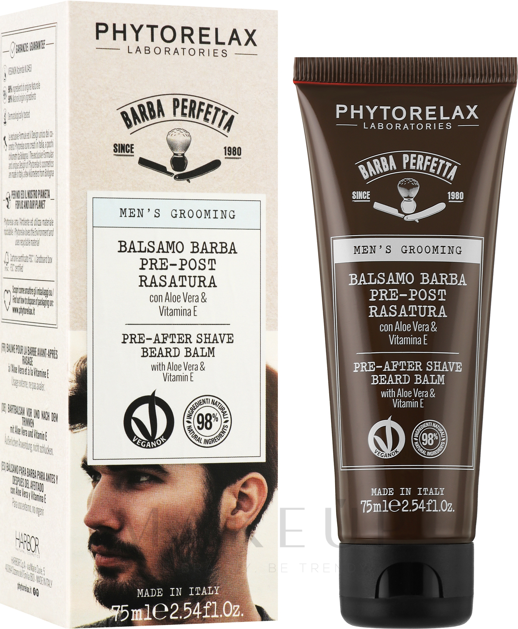 Pre- und After Shave Balsam mit Aloe vera und Vitamin E - Phytorelax Laboratories Perfect Man Perfect Beard Treatment — Bild 75 ml