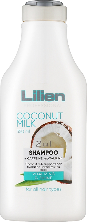 Feuchtigkeitsspendendes und revitalisierendes Shampoo mit Kokosmilch, Koffein und Taurin - Lilien Coconut Milk 2v1 Shampoo — Bild N1