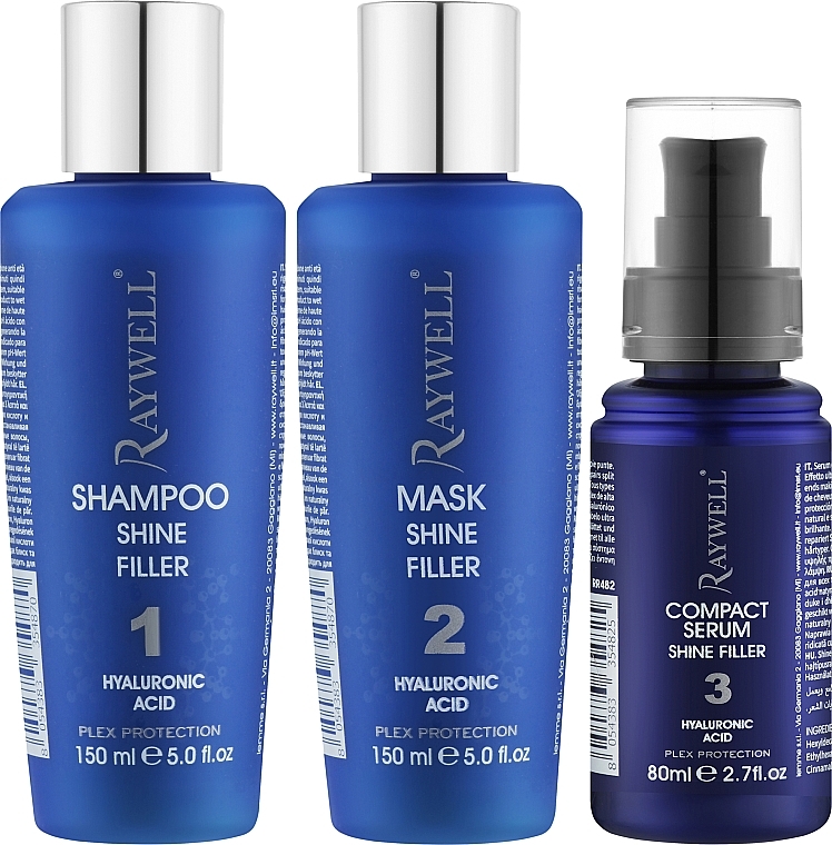 Haarpflegeset - Raywell Shine Filler Kit (Shampoo 150ml + Maske 150ml + Serum 80ml)  — Bild N1