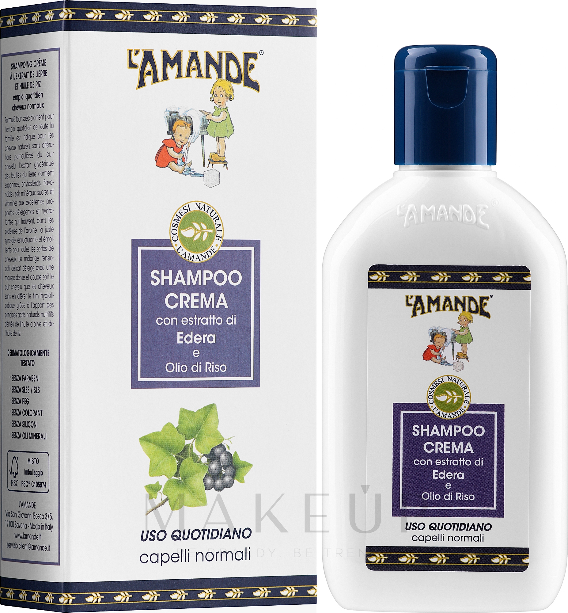 Creme-Shampoo für normales Haar mit Efeu-Extrakt - L'Amande Marseille Shampoo Cream — Bild 200 ml
