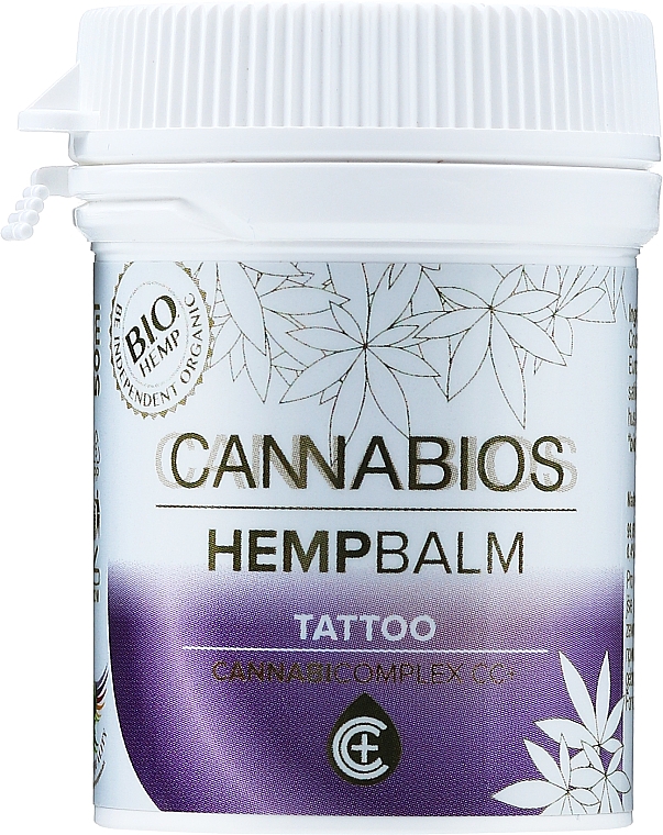 Entzündungshemmender Balsam mit Hanfsamenöl zur Behandlung frisch gestochener Tattoos - Cannabios Tattoo Hempbalm — Bild N1