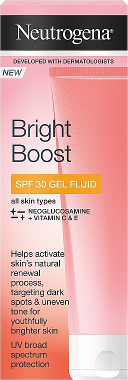 Aufhellendes flüssiges Gesichtsgel mit Vitamin E und C für alle Hauttypen - Neutrogena Bright Boost SPF 30 Gel Fluid — Bild N2