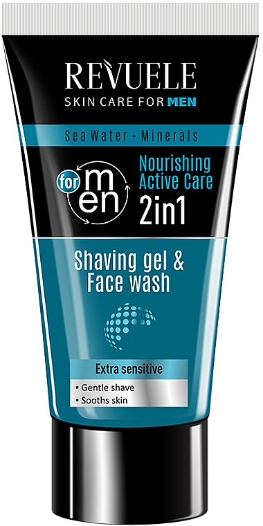 2in1 Rasiergel-Gesichtswasser mit Meerwasser und Mineralien - Revuele Men Care Sea Water & Minerals Shaving Gel & Face Wash — Bild N1