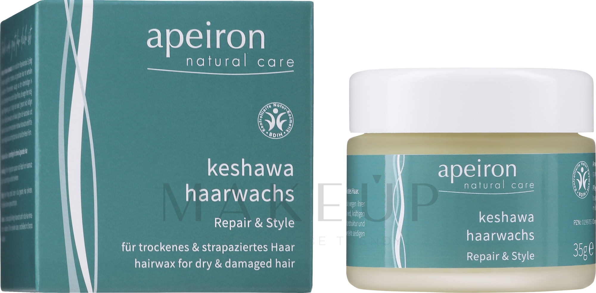 Haarwachs zum Styling für trockenes und strapaziertes Haar - Apeiron Keshawa Hair Wax — Bild 35 g