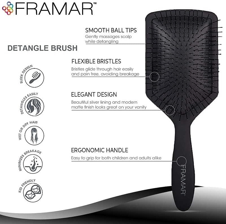 Haarbürste schwarz - Framar Paddle Detangling Brush Black To The Future — Bild N10