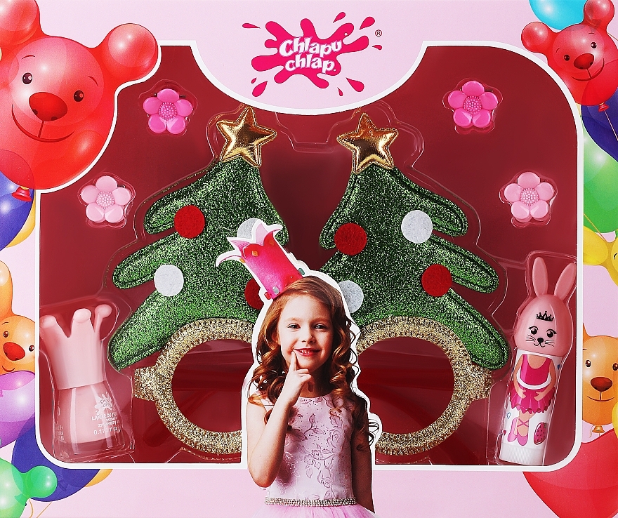 Kinderset Weihnachtsbaum - Chlapu Chlap (Nagellack 5ml + Lippenbalsam 3g + Lustige Brille 1 St. + Haarspange 4 St.) — Bild N2