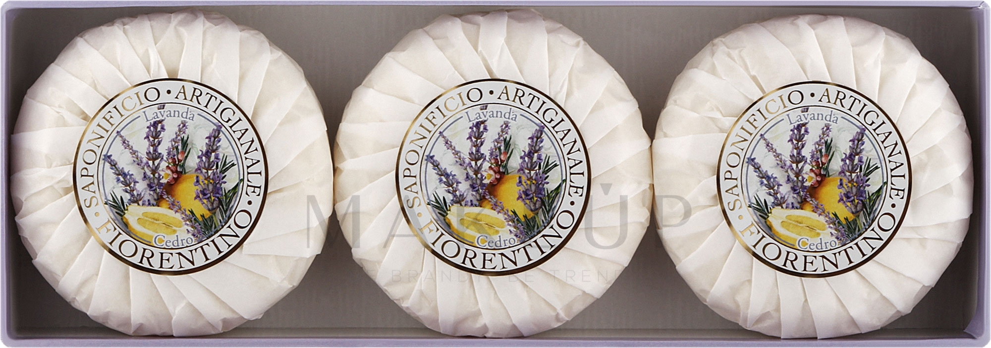 Naturseifenset Lavendel und Zeder - Saponificio Artigianale Fiorentino Capri Lavender & Cedar (Seife 3St. x100g) — Bild 3 x 100 g