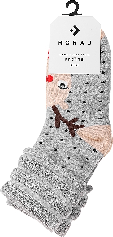 Warme Socken mit Silvester-Aufdruck, grau mit Hirsch - Moraj — Bild N1