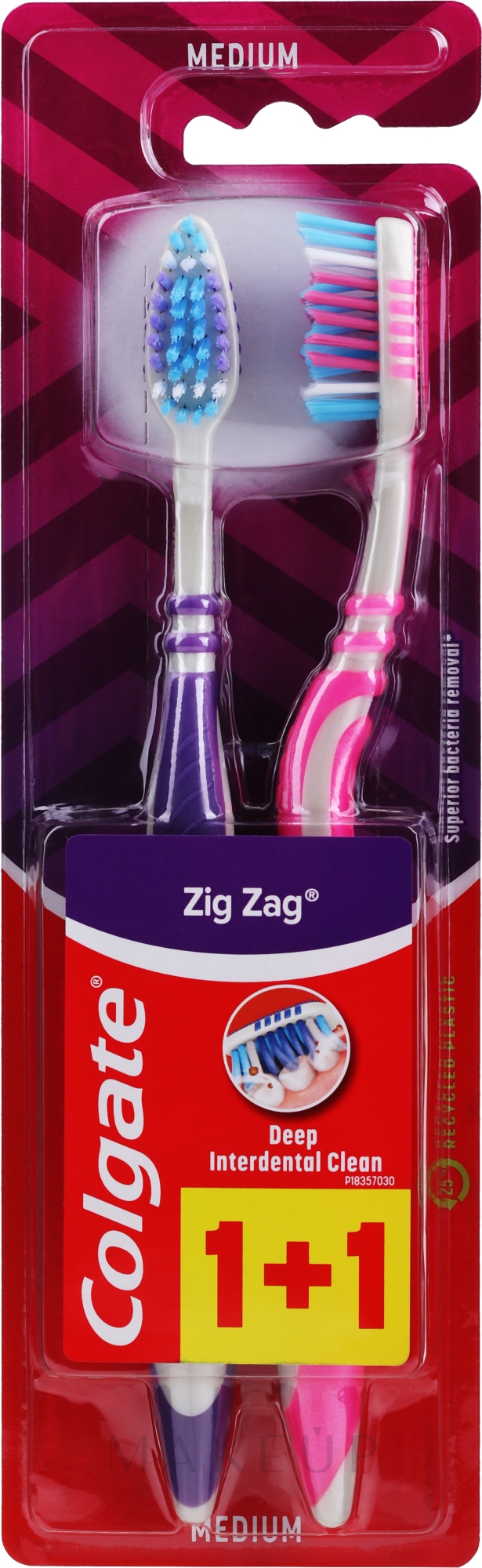 Zahnbürste mittel Zig Zag rosa, violett 2 St. - Colgate Zig Zag Plus Medium Toothbrush — Bild 2 St.