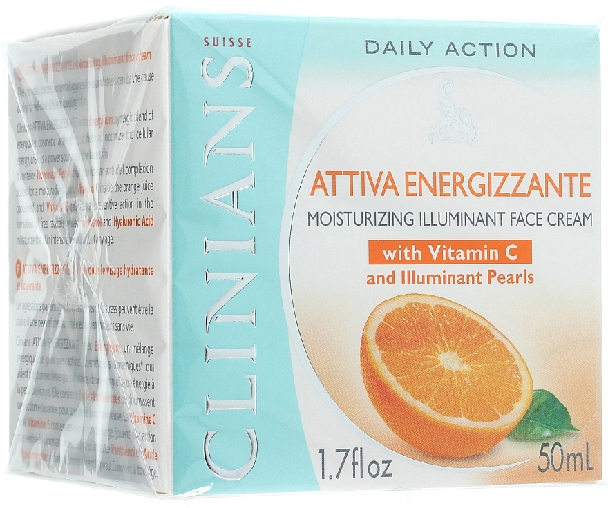 Energetisierende und feuchtigkeitsspendende Gesichtscreme mit Vitamin C und E - Clinians Attiva Energizzante Vitamina Cream