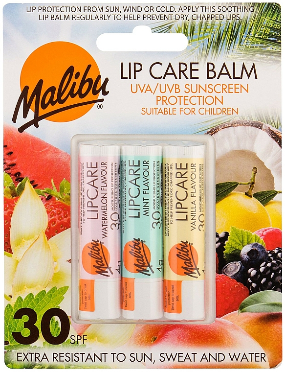 Lippenpflegeset - Malibu Lip Care Balm SPF30 Set (Lippenbalsam 3x4g) — Bild N1