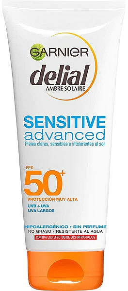 Wasserfeste Sonnenschutzmilch für den Körper SPF 50+ - Garnier Delial Ambre Solaire Sensitive Advanced SPF50+ — Bild N1