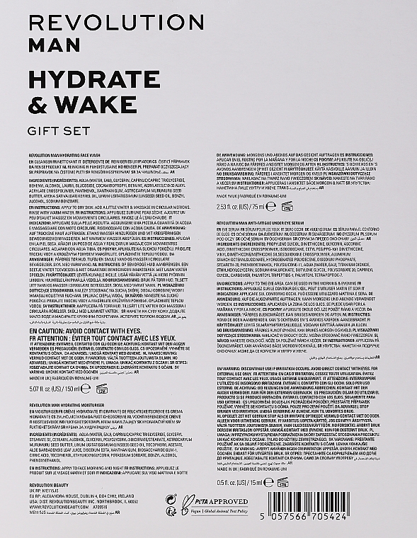 Gesichtspflegeset - Revolution Skincare Man Hydrate & Wake Gift Set (Augenserum 15ml + Waschcreme 150ml + Gesichtscreme 75ml) — Bild N2