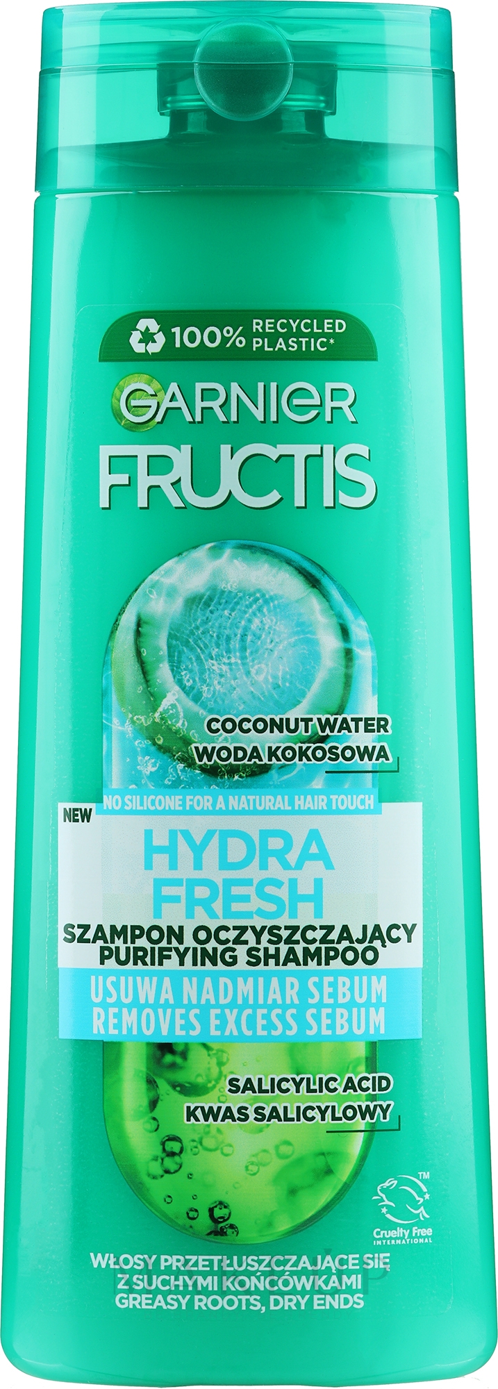 Kräftigendes Shampoo für fettenden Ansatz und trockene Spitzen - Garnier Fructis Hydra Fresh Shampoo — Bild 400 ml