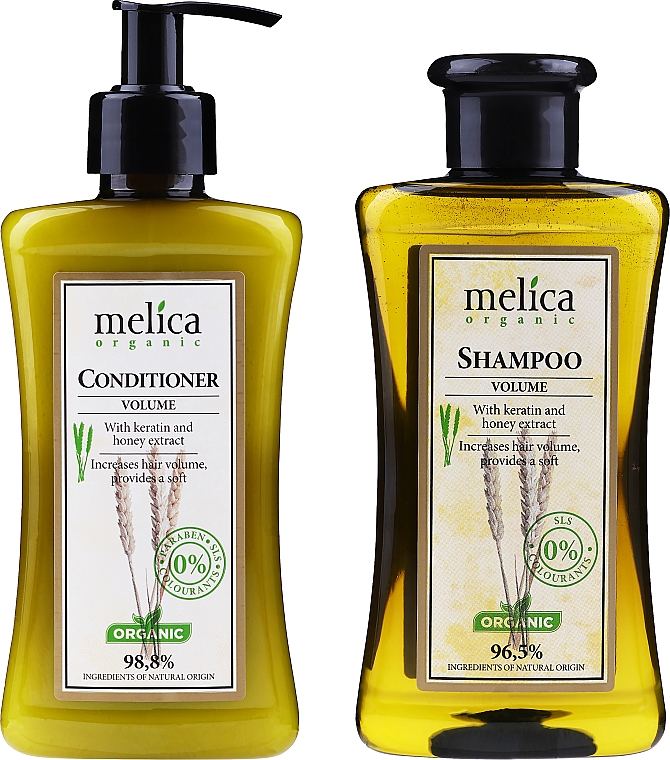 Haarpflegeset - Melica Organic Volume (Conditioner 300ml + Shampoo 300ml) — Bild N1