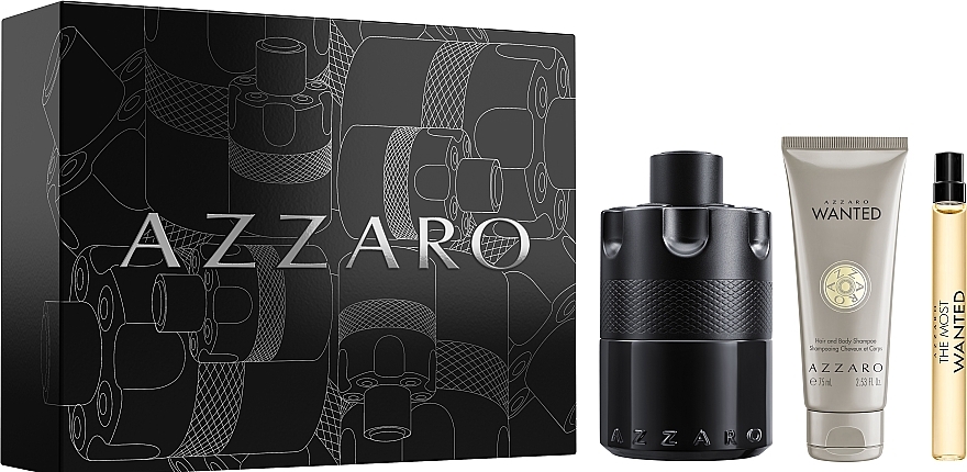 Azzaro The Most Wanted - Duftset (Eau de Parfum 100ml + Haar- und Körpershampoo 75ml + Eau de Parfum 10ml) — Bild N1
