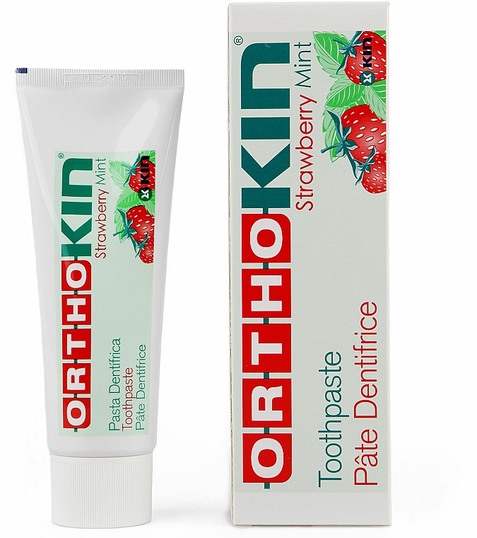 Orthodontische Kinderzahnpasta für Zahnspangen mit Erdbeer- und Minzgeschmack - Kin Ortho Strawberry Mint Toothpaste — Bild N1