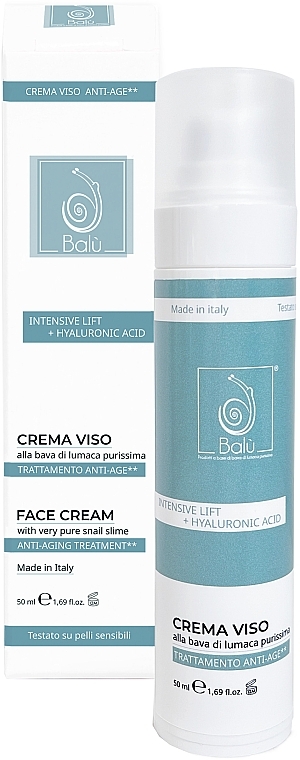 Gesichtscreme mit Hyaluronsäure und Schneckenschleim - Balu Intensive Lift + Hyaluronic Acid Face Cream With Very Pure Snail Slime — Bild N1